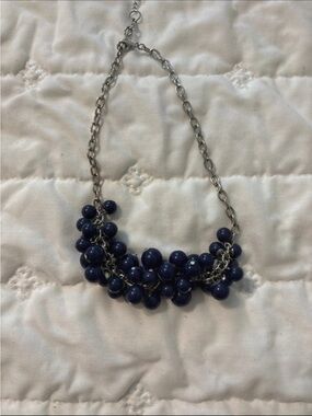 belk Navy Blue Cluster Beaded Necklace
